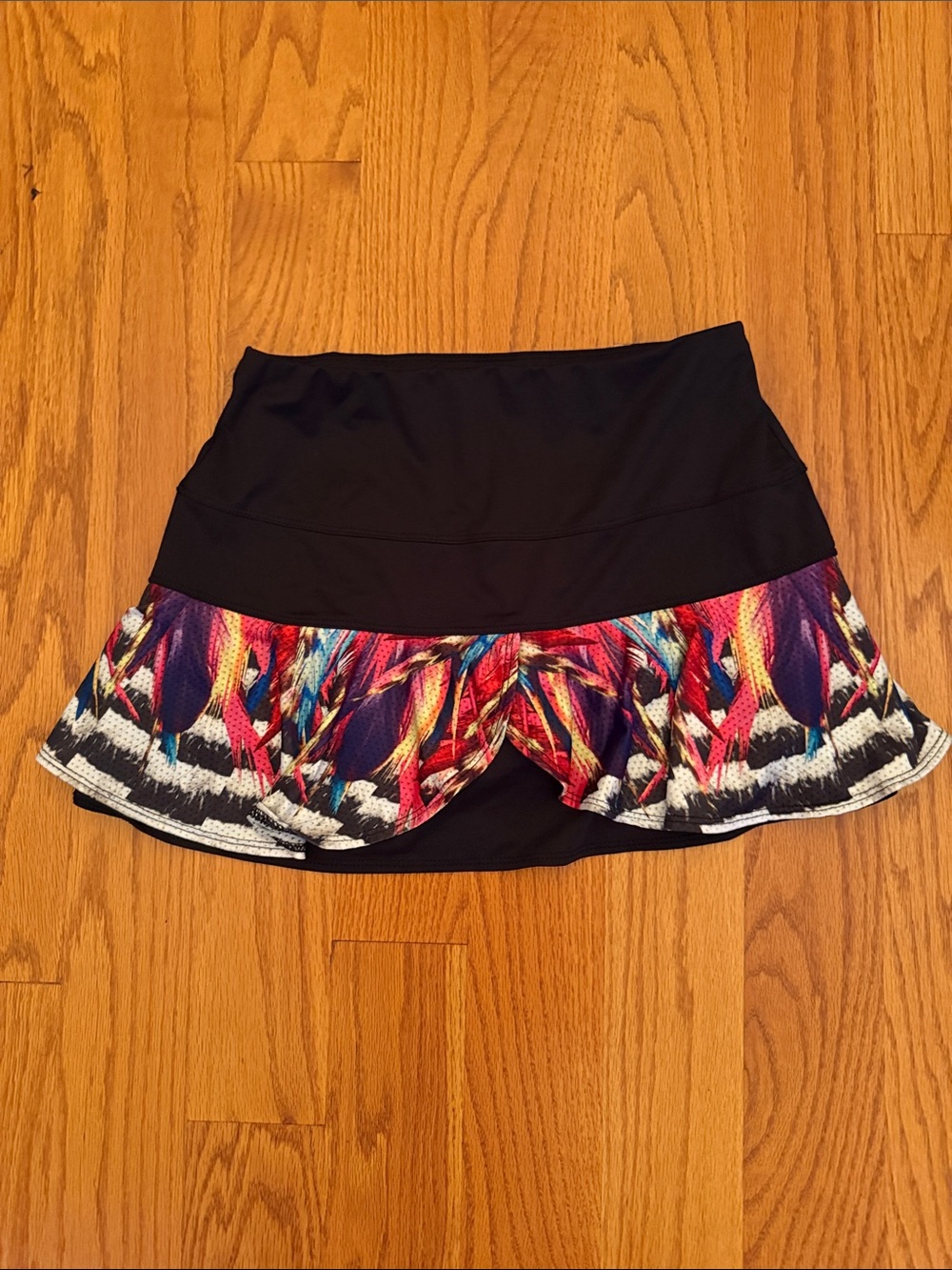 Lucky in Love Black Envy Pindot Pleat‎ Scallop Tennis Skirt Size XS (0-2)